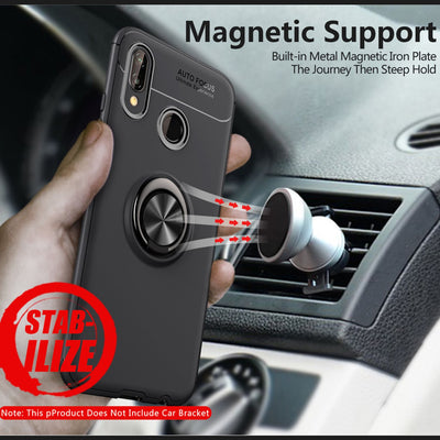 NALIA Ring Hülle kompatibel mit Huawei P20 Lite, Schutzhülle Cover magnetische Silikon Handyhülle für KFZ-Halterung 360-Grad Finger-Halter, Case Dünn Smartphone Ständer Slim Etui Bumper - Schwarz Default Title NALIA Protective Hülle