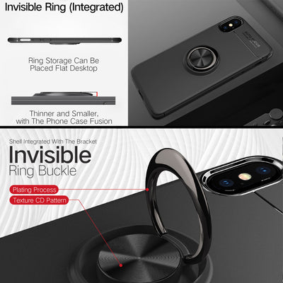 NALIA Ringhülle für iPhone X / XS – Ring-Ständer 360° & für Magnet-Halter – GRIP360 (Mattiertes Silikon Case) – Marke aus Berlin Schwarz NALIA Protective Hülle