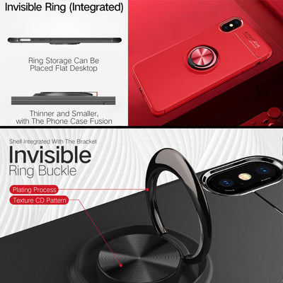 NALIA Ringhülle für iPhone X / XS – Ring-Ständer 360° & für Magnet-Halter – GRIP360 (Mattiertes Silikon Case) – Marke aus Berlin Schwarz NALIA Protective Hülle