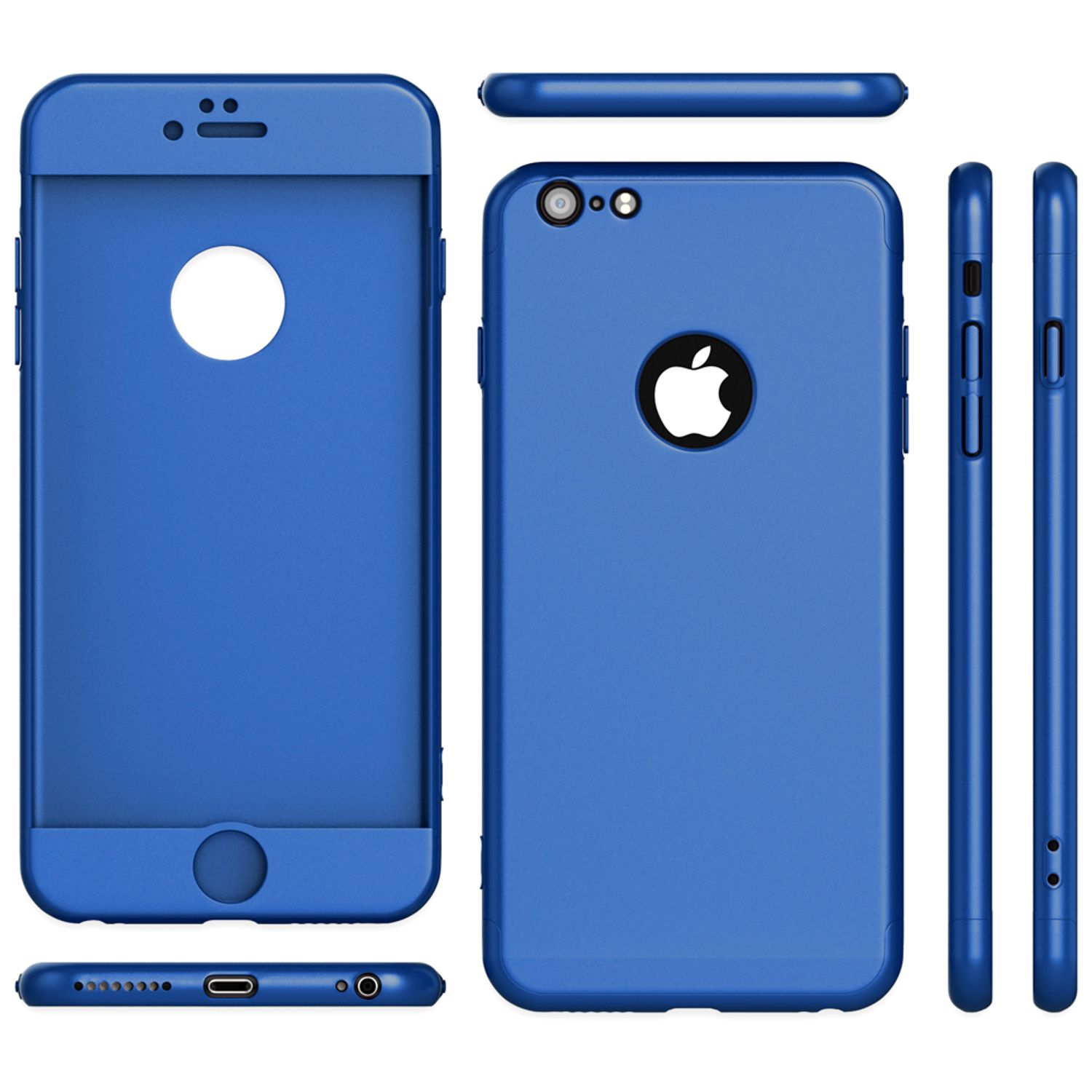iPhone 6/6S Hülle Rundum Handyhülle mit Displayschutz von NALIA, 360° Cover Case Blau NALIA GlasSchutz
