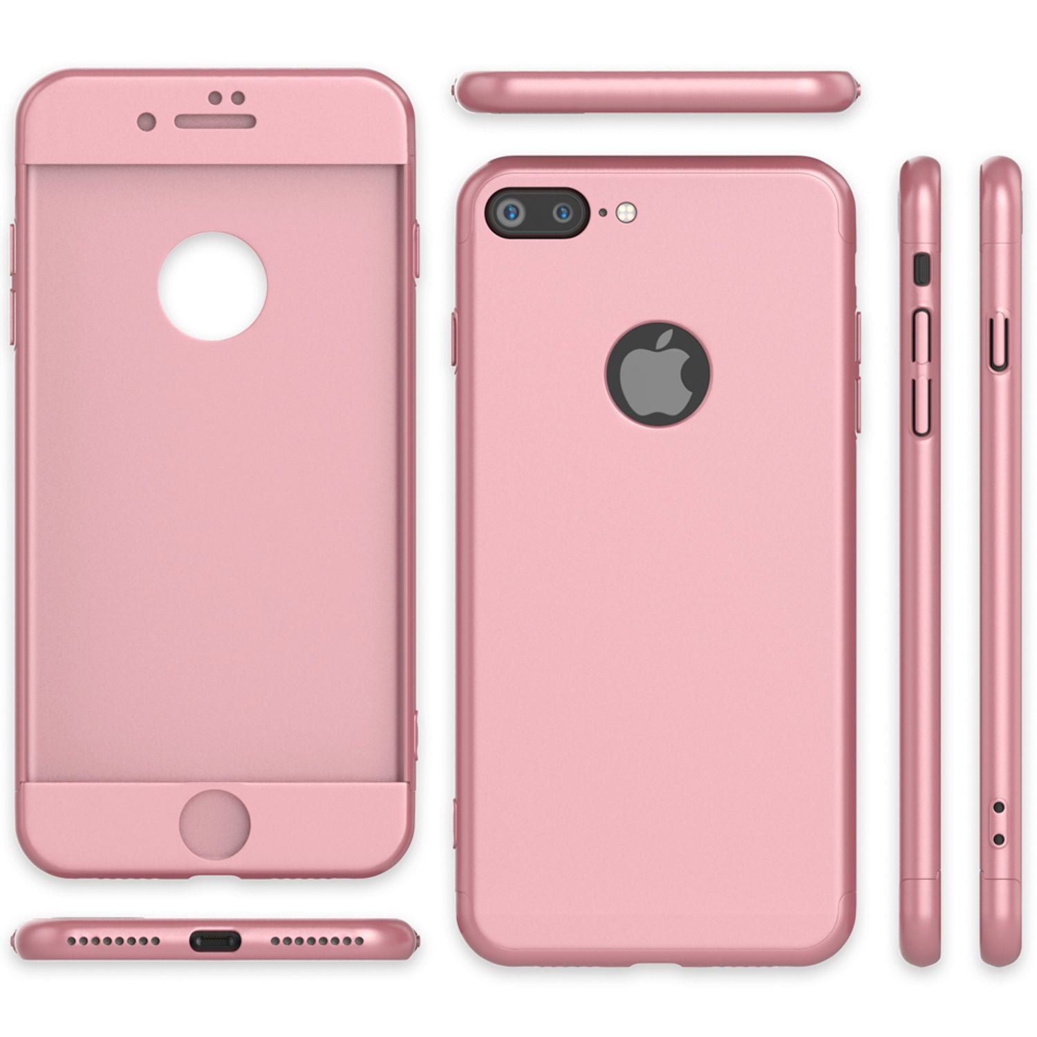Apple iPhone 7 Plus Rundum Handy Hülle mit Displayschutz von NALIA, 360° Case Rose Gold NALIA