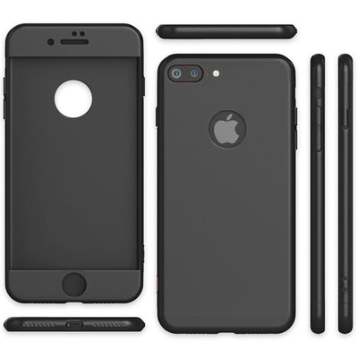 iPhone 7 Plus Handyhülle 360° NALIA Case Cover Komplettschutz Rundum Outdoor Schwarz NALIA GlasSchutz