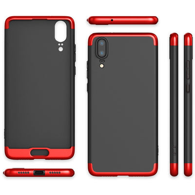 NALIA Rundum Handyhülle kompatibel mit Huawei P20, Cover 360° Grad Hülle Full-Body Doppel-Schutz mit Displayschutzglas, Slim Bumper Hard-Case 2 in 1 Etui, Rückseite & Rahmen Rose Gold NALIA GlasSchutz