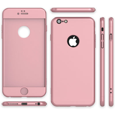 NALIA 360 Grad Handyhülle kompatibel mit iPhone 6 Plus, Full-Cover & Glas vorne hinten Hülle Doppel-Schutz Dünn Ganzkörper Hard-Case Etui Handy-Tasche Bumper & Displayschutz Rose Gold NALIA GlasSchutz