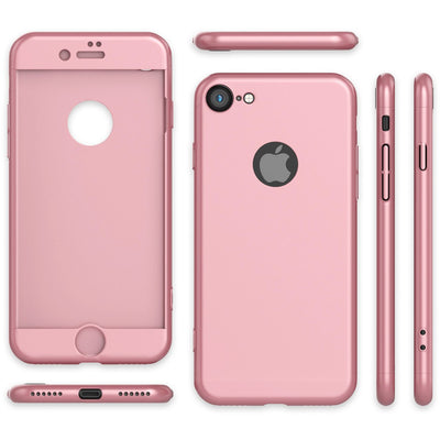 NALIA Rundum Handyhülle kompatibel mit iPhone 7, Cover 360° Grad Full-Body Doppel-Schutz Hülle mit Displayschutzglas, Bumper Hard-Case 2 in 1 Etui, Rückseite & Rahmen NALIA GlasSchutz