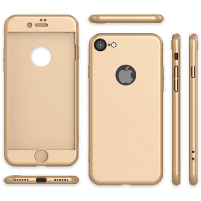 NALIA Rundum Handyhülle kompatibel mit iPhone 7, Cover 360° Grad Full-Body Doppel-Schutz Hülle mit Displayschutzglas, Bumper Hard-Case 2 in 1 Etui, Rückseite & Rahmen Rot NALIA GlasSchutz