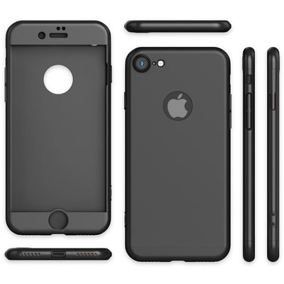 NALIA Rundum Handyhülle kompatibel mit iPhone 7, Cover 360° Grad Full-Body Doppel-Schutz Hülle mit Displayschutzglas, Bumper Hard-Case 2 in 1 Etui, Rückseite & Rahmen Rot NALIA GlasSchutz