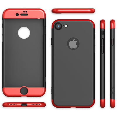 NALIA Rundum Handyhülle kompatibel mit iPhone 7, Cover 360° Grad Full-Body Doppel-Schutz Hülle mit Displayschutzglas, Bumper Hard-Case 2 in 1 Etui, Rückseite & Rahmen NALIA GlasSchutz
