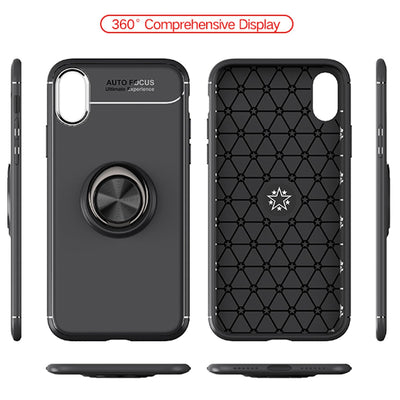 NALIA Ringhülle für iPhone X / XS – Ring-Ständer 360° & für Magnet-Halter – GRIP360 (Mattiertes Silikon Case) – Marke aus Berlin Schwarz NALIA Protective Hülle