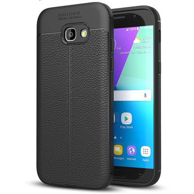 NALIA Hülle Leder-Look kompatibel mit Samsung Galaxy A5 2017, Handyhülle Ultra Slim Silikon Case, Dünne Phone Schutzhülle, Handy-Tasche Back-Cover Bumper, TPU Gummihülle - Schwarz Default Title NALIA Protective Hülle