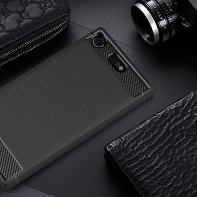 NALIA Silikonhülle für Sony Xperia XZ1 Compact – Rutschfest & Matt – VORTEX (Gebürstete Optik & Carbon Design) – Marke aus Berlin Default Title NALIA Protective Hülle