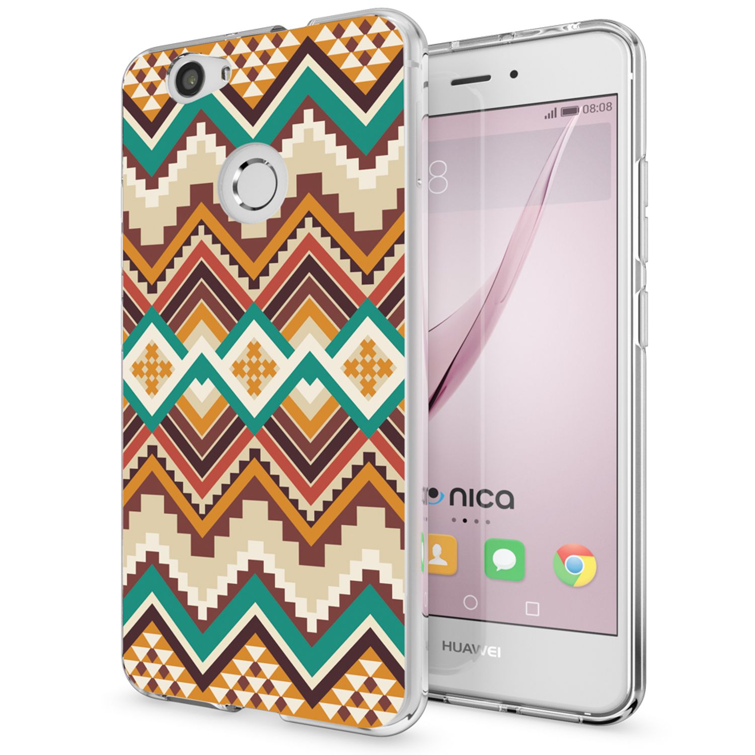 Huawei Nova Handy Hülle von NALIA, Silikon Motiv Case Cover Muster TPU Schutz Indian Pattern NALIA