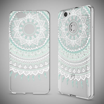 NALIA Handyhülle kompatibel mit Huawei Nova, Slim Silikon Motiv Case Cover Hülle Crystal Schutzhülle Dünn Durchsichtig, Etui Handy-Tasche Back-Cover Smart-Phone Bumper Mandala Blau Türkis NALIA Protective Hülle