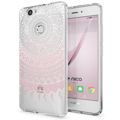 NALIA Handyhülle kompatibel mit Huawei Nova, Slim Silikon Motiv Case Cover Hülle Crystal Schutzhülle Dünn Durchsichtig, Etui Handy-Tasche Back-Cover Smart-Phone Bumper Mandala Pink NALIA Protective Hülle