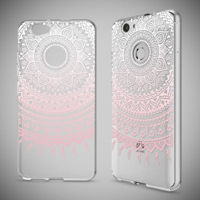 NALIA Handyhülle kompatibel mit Huawei Nova, Slim Silikon Motiv Case Cover Hülle Crystal Schutzhülle Dünn Durchsichtig, Etui Handy-Tasche Back-Cover Smart-Phone Bumper Mandala Pink NALIA Protective Hülle