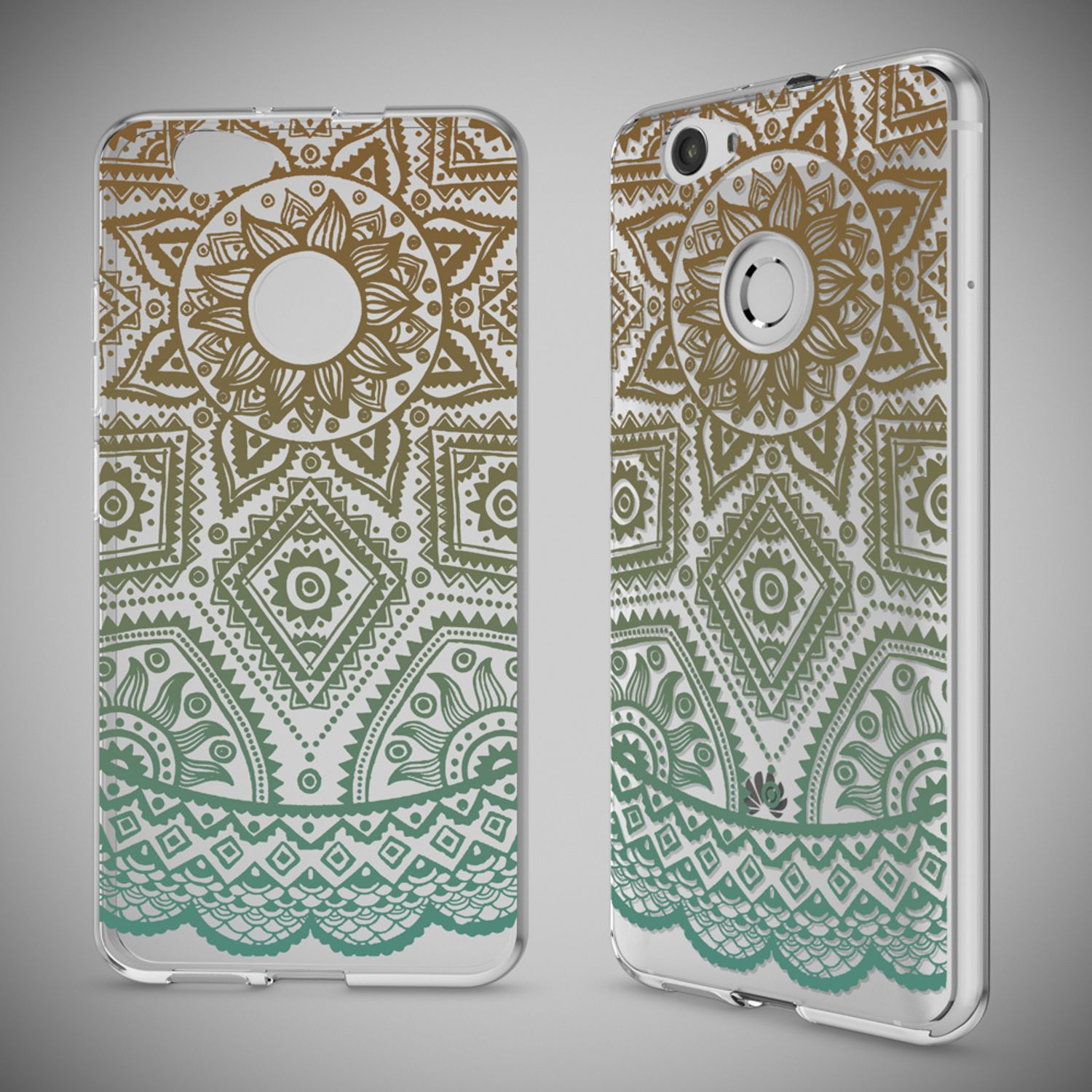 Huawei Nova Handy Hülle von NALIA, Silikon Motiv Case Cover Muster TPU Schutz Mandala Türkis Grün NALIA