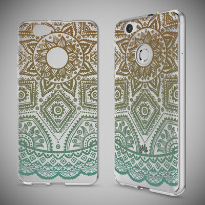 NALIA Handyhülle kompatibel mit Huawei Nova, Slim Silikon Motiv Case Cover Hülle Crystal Schutzhülle Dünn Durchsichtig, Etui Handy-Tasche Back-Cover Smart-Phone Bumper Mandala Türkis Grün NALIA Protective Hülle