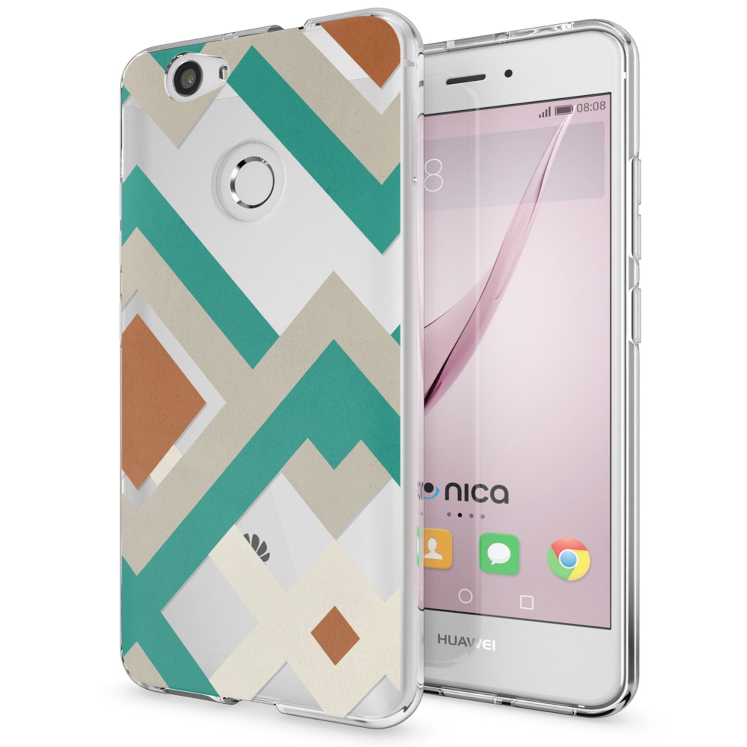 Huawei Nova Handy Hülle von NALIA, Silikon Motiv Case Cover Muster TPU Schutz Retro Lines NALIA