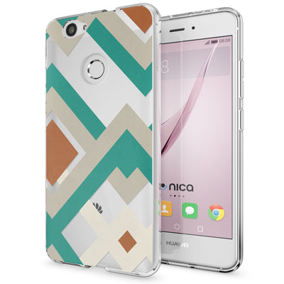 NALIA Handyhülle kompatibel mit Huawei Nova, Slim Silikon Motiv Case Cover Hülle Crystal Schutzhülle Dünn Durchsichtig, Etui Handy-Tasche Back-Cover Smart-Phone Bumper Retro Lines NALIA Protective Hülle