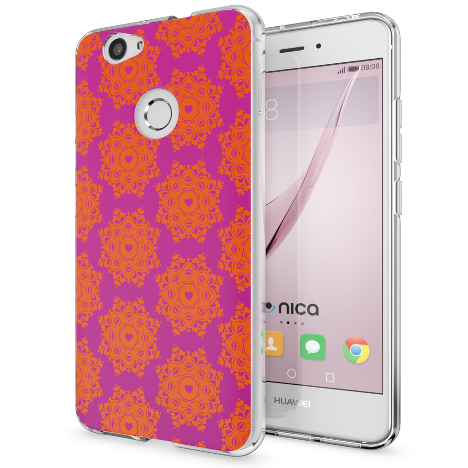 Huawei Nova Handy Hülle von NALIA, Silikon Motiv Case Cover Muster TPU Schutz Retro Lines NALIA