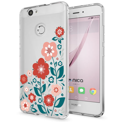 NALIA Handyhülle kompatibel mit Huawei Nova, Slim Silikon Motiv Case Cover Hülle Crystal Schutzhülle Dünn Durchsichtig, Etui Handy-Tasche Back-Cover Smart-Phone Bumper Spring Flowers NALIA Protective Hülle