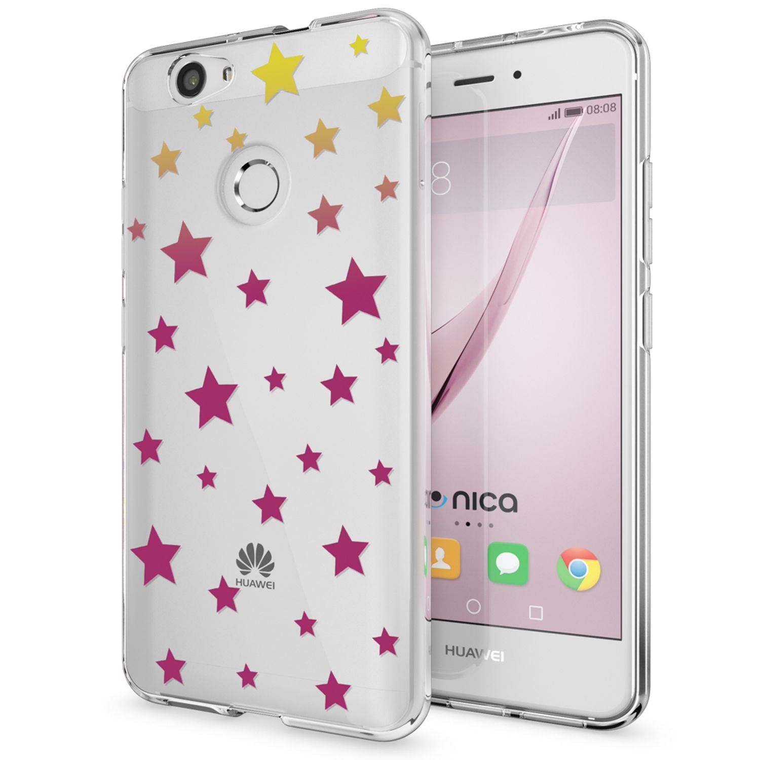 Huawei Nova Handy Hülle von NALIA, Silikon Motiv Case Cover Muster TPU Schutz Stars NALIA