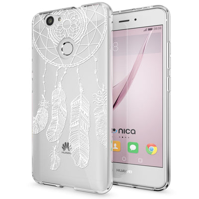 NALIA Handyhülle kompatibel mit Huawei Nova, Slim Silikon Motiv Case Cover Hülle Crystal Schutzhülle Dünn Durchsichtig, Etui Handy-Tasche Back-Cover Smart-Phone Bumper Feathers NALIA Protective Hülle