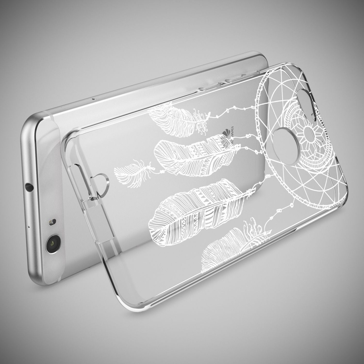 Huawei Nova Handy Hülle von NALIA, Silikon Motiv Case Cover Muster TPU Schutz Feathers NALIA