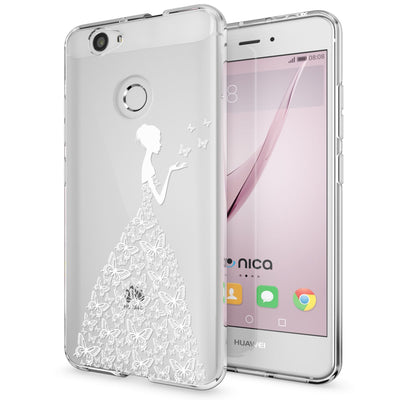 NALIA Handyhülle kompatibel mit Huawei Nova, Slim Silikon Motiv Case Cover Hülle Crystal Schutzhülle Dünn Durchsichtig, Etui Handy-Tasche Back-Cover Smart-Phone Bumper Butterfly Princess NALIA Protective Hülle