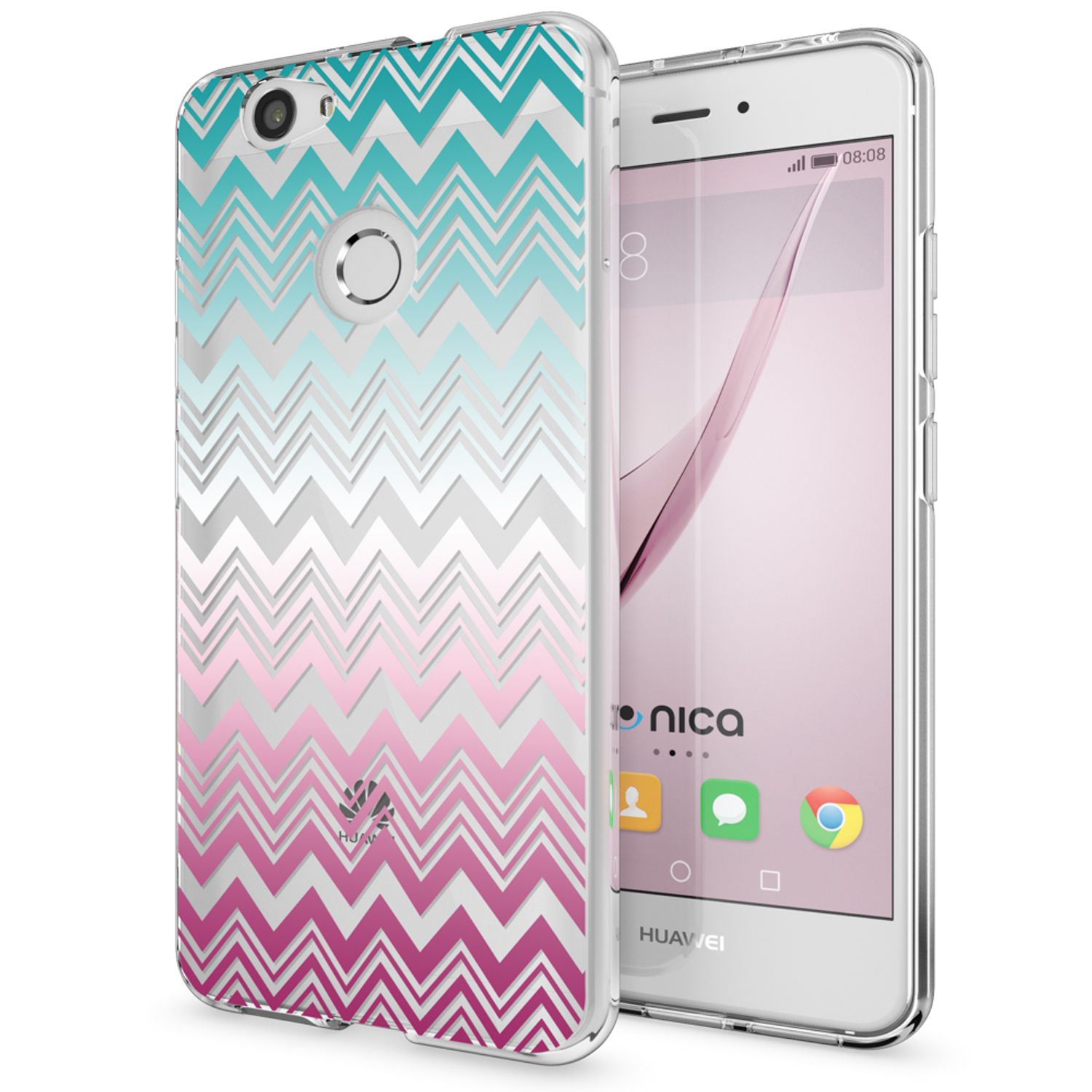 Huawei Nova Handy Hülle von NALIA, Silikon Motiv Case Cover Muster TPU Schutz Colorful Lines NALIA