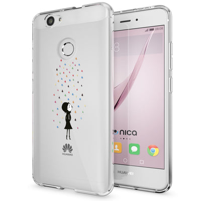NALIA Handyhülle kompatibel mit Huawei Nova, Slim Silikon Motiv Case Cover Hülle Crystal Schutzhülle Dünn Durchsichtig, Etui Handy-Tasche Back-Cover Smart-Phone Bumper Colorful Rain NALIA Protective Hülle