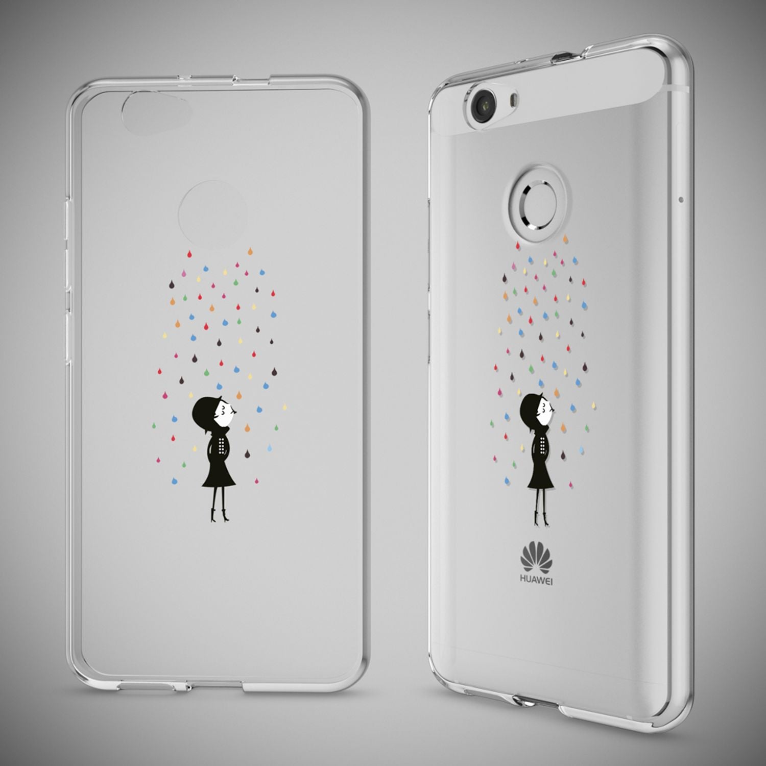 Huawei Nova Handy Hülle von NALIA, Silikon Motiv Case Cover Muster TPU Schutz Colorful Rain NALIA