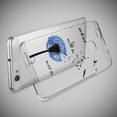 NALIA Handyhülle kompatibel mit Huawei Nova, Slim Silikon Motiv Case Cover Hülle Crystal Schutzhülle Dünn Durchsichtig, Etui Handy-Tasche Back-Cover Smart-Phone Bumper Dandelion Blau NALIA Protective Hülle