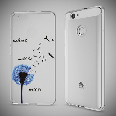 NALIA Handyhülle kompatibel mit Huawei Nova, Slim Silikon Motiv Case Cover Hülle Crystal Schutzhülle Dünn Durchsichtig, Etui Handy-Tasche Back-Cover Smart-Phone Bumper Dandelion Blau NALIA Protective Hülle