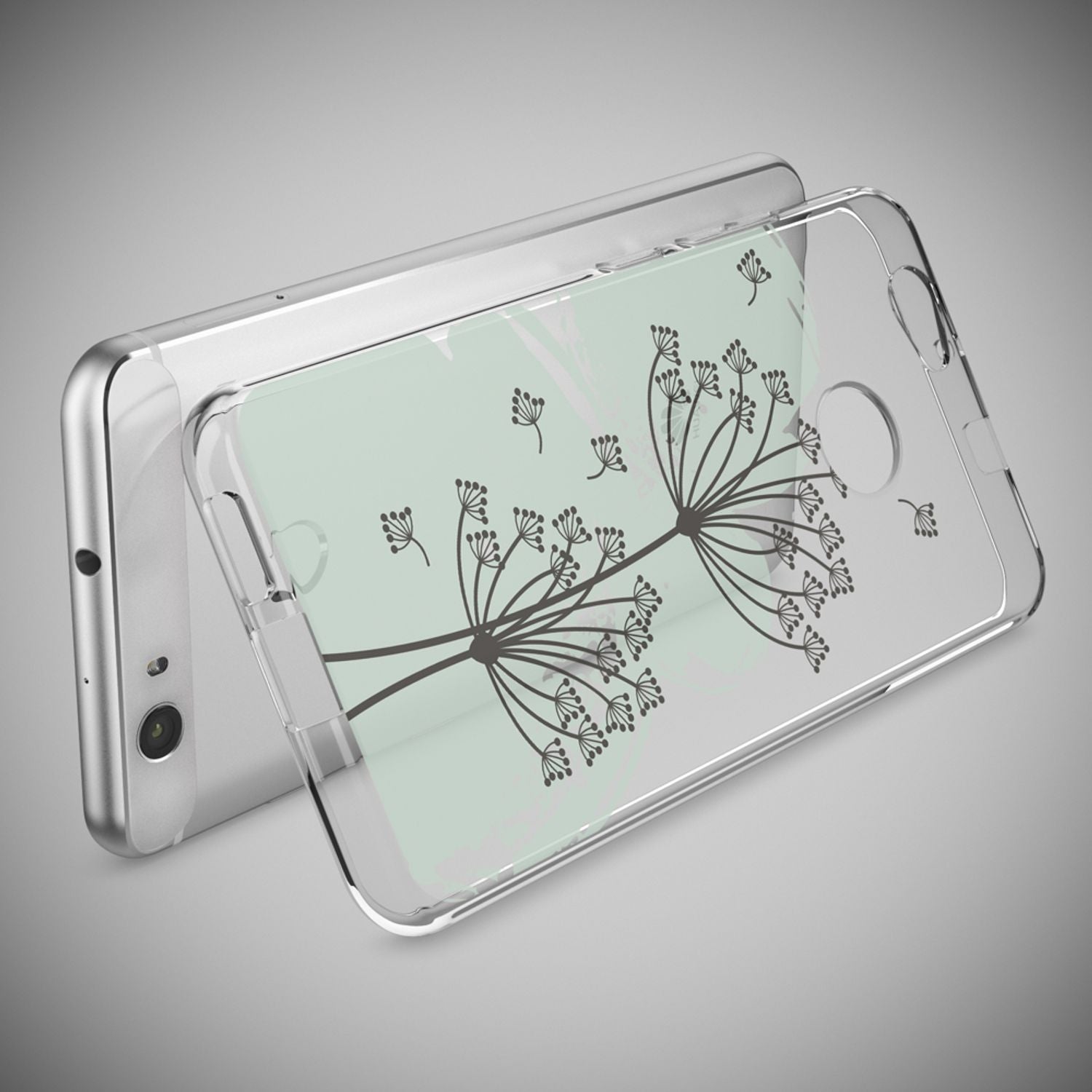 Huawei Nova Handy Hülle von NALIA, Silikon Motiv Case Cover Muster TPU Schutz Dandelion Blau NALIA