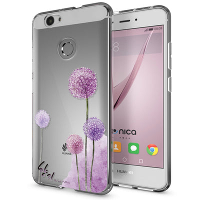 NALIA Handyhülle kompatibel mit Huawei Nova, Slim Silikon Motiv Case Cover Hülle Crystal Schutzhülle Dünn Durchsichtig, Etui Handy-Tasche Back-Cover Smart-Phone Bumper Dandelion Pink NALIA Protective Hülle