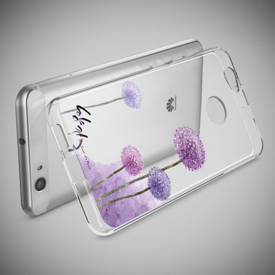 NALIA Handyhülle kompatibel mit Huawei Nova, Slim Silikon Motiv Case Cover Hülle Crystal Schutzhülle Dünn Durchsichtig, Etui Handy-Tasche Back-Cover Smart-Phone Bumper Dandelion Pink NALIA Protective Hülle