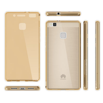 NALIA 360 Grad Handyhülle kompatibel mit Huawei P9 Lite 2016, Full Cover Vorne Hinten Rundum Doppel-Schutz Hülle Dünnes Ganzkörper Case Handy-Tasche Transparenter Displayschutz Rückseite - Gold Default Title NALIA Protective Hülle