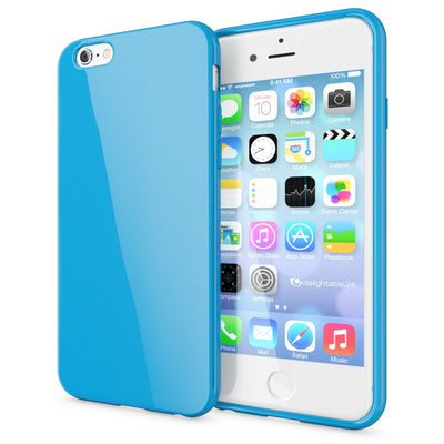 NALIA Handyhülle kompatibel mit iPhone 6 6S, Ultra-Slim TPU Silikon Jelly Case, Dünnes Cover Gummi Schutz-Hülle Skin, Etui Handy-Tasche Telefon-Schale Thin-Fit Back-Cover Smart-Phone Bumper - Blau NALIA SlimFit Hülle