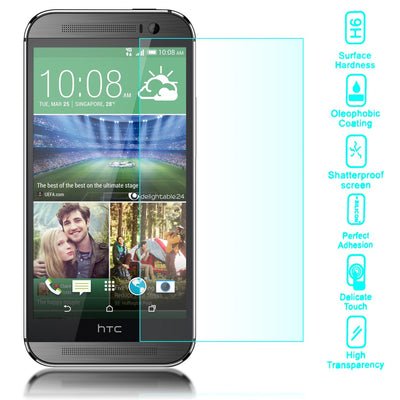 NALIA Schutzglas kompatibel mit HTC One M8, Full-Cover Displayschutz Handy-Folie, 9H Härte Glas-Schutzfolie Bildschirm-Abdeckung, Schutz-Film Phone HD Screen Protector Tempered Glass - Transparent NALIA GlasSchutz
