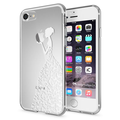 NALIA Handyhülle kompatibel mit iPhone 7, Slim Silikon Motiv Handy-Case Crystal Schutz-Hülle Dünn Durchsichtig, Etui Handy-Tasche Schale Back-Cover Transparent Bumper Royal Ornament NALIA Transparente Hülle