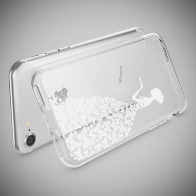 NALIA Handyhülle kompatibel mit iPhone 7, Slim Silikon Motiv Handy-Case Crystal Schutz-Hülle Dünn Durchsichtig, Etui Handy-Tasche Schale Back-Cover Transparent Bumper Royal Ornament NALIA Transparente Hülle