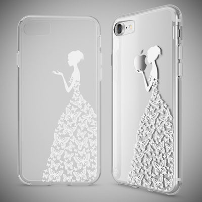 NALIA Handyhülle kompatibel mit iPhone 7, Slim Silikon Motiv Handy-Case Crystal Schutz-Hülle Dünn Durchsichtig, Etui Handy-Tasche Schale Back-Cover Transparent Bumper Royal Ornament NALIA Transparente Hülle