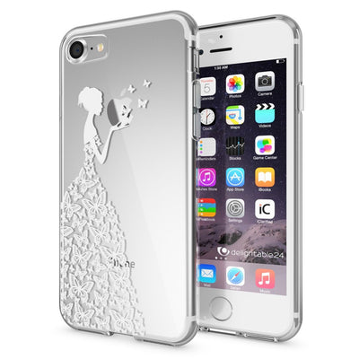 NALIA Handyhülle kompatibel mit iPhone 7, Slim Silikon Motiv Handy-Case Crystal Schutz-Hülle Dünn Durchsichtig, Etui Handy-Tasche Schale Back-Cover Transparent Bumper Butterfly Princess NALIA Transparente Hülle
