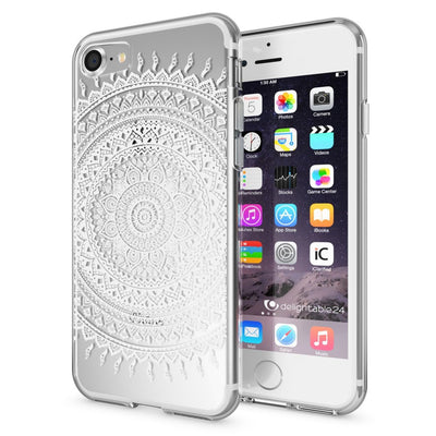 NALIA Handyhülle kompatibel mit iPhone 7, Slim Silikon Motiv Handy-Case Crystal Schutz-Hülle Dünn Durchsichtig, Etui Handy-Tasche Schale Back-Cover Transparent Bumper Royal Ornament NALIA Transparente Hülle