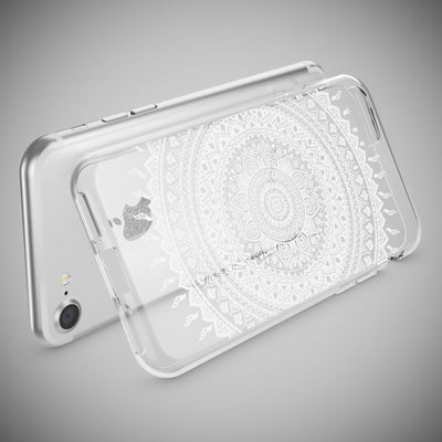 NALIA Handyhülle kompatibel mit iPhone 7, Slim Silikon Motiv Handy-Case Crystal Schutz-Hülle Dünn Durchsichtig, Etui Handy-Tasche Schale Back-Cover Transparent Bumper Royal Ornament NALIA Transparente Hülle
