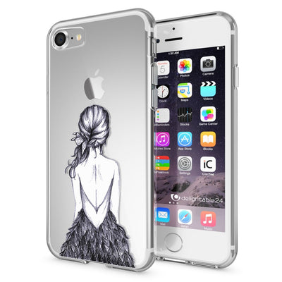NALIA Handyhülle kompatibel mit iPhone 7, Slim Silikon Motiv Handy-Case Crystal Schutz-Hülle Dünn Durchsichtig, Etui Handy-Tasche Schale Back-Cover Transparent Bumper Butterfly Princess NALIA Transparente Hülle