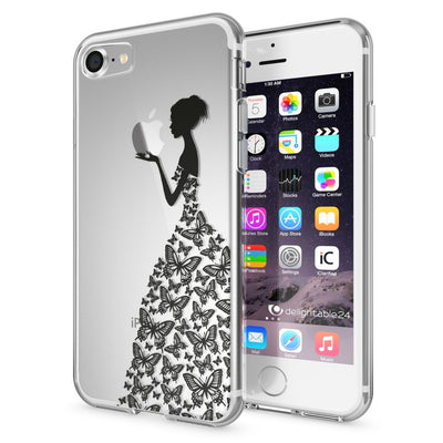 NALIA Handyhülle kompatibel mit iPhone 7, Slim Silikon Motiv Handy-Case Crystal Schutz-Hülle Dünn Durchsichtig, Etui Handy-Tasche Schale Back-Cover Transparent Bumper Royal Ornament NALIA Transparente Hülle