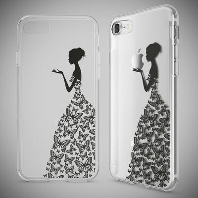 NALIA Handyhülle kompatibel mit iPhone 7, Slim Silikon Motiv Handy-Case Crystal Schutz-Hülle Dünn Durchsichtig, Etui Handy-Tasche Schale Back-Cover Transparent Bumper Royal Ornament NALIA Transparente Hülle