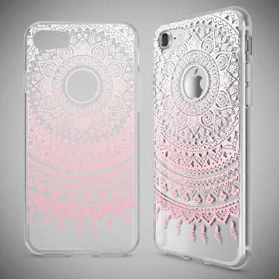 NALIA Handyhülle kompatibel mit iPhone 7, Slim Silikon Motiv Handy-Case Crystal Schutz-Hülle Dünn Durchsichtig, Etui Handy-Tasche Schale Back-Cover Transparent Bumper Royal Ornament NALIA Transparente Hülle